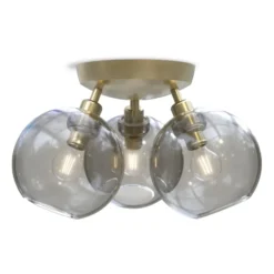Gloria plafond Ø33 cm, Mässing-rökfärgat glas
