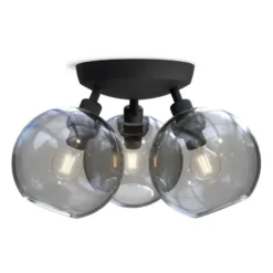 Gloria plafond Ø33 cm, Svart-rökfärgat glas