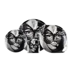 Golden Butterfly bricka Ø46 cm, Black-white