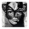 Golden Butterfly glasunderlägg 9x9 cm, Black-white