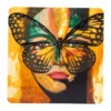 Golden Butterfly glasunderlägg 9x9 cm, Orange-black