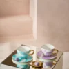 Good Morning gåvoset Cappuccino mugg & fat 2-pack, Valuri violet