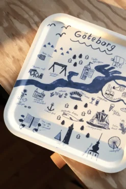 Gothenburg bricka 32x32 cm, White-Blue