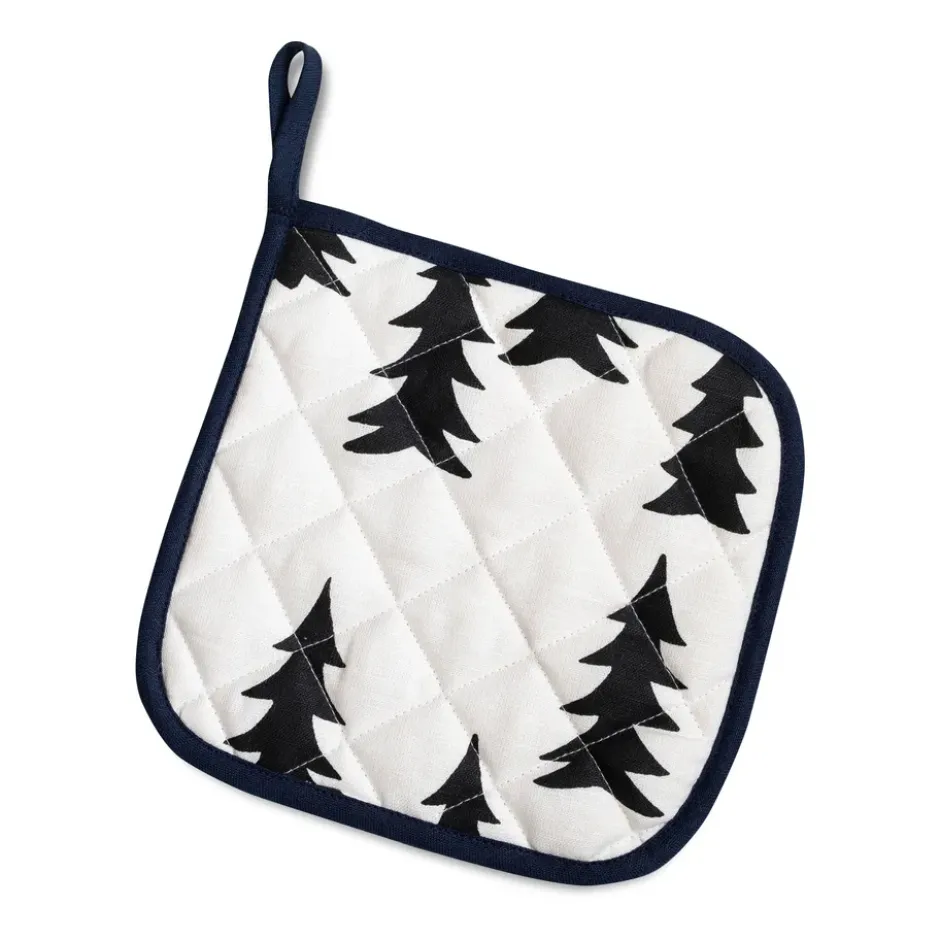 Gran quiltad grytlapp 21x21 cm, Vit-svart