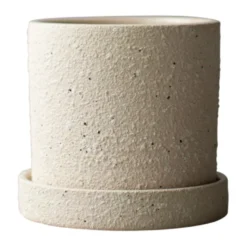 Grow kruka Ø10 cm med fat, Creme structure