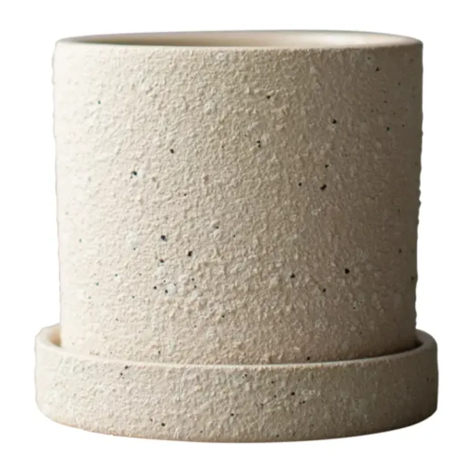 Grow kruka Ø10 cm med fat, Creme structure
