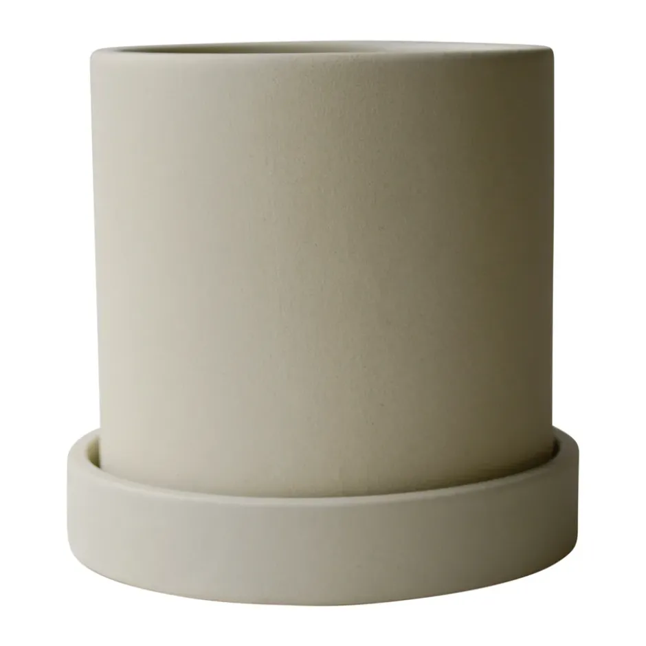 Grow kruka Ø10 cm med fat, Sandy creme