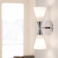 Harlekin duo vägglampa, krom-vit