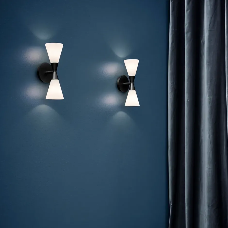 Harlekin duo vägglampa, Mattsvart