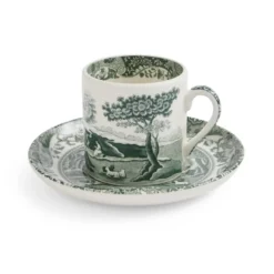Heritage Green Italian kopp med fat, Grön, espresso, 9 cl