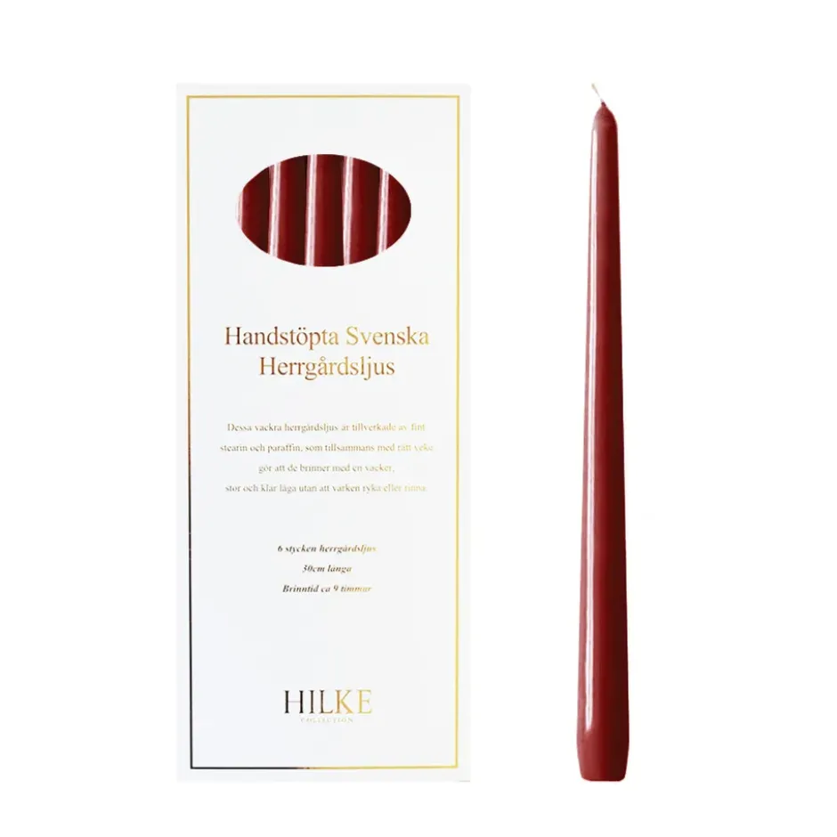 Herrgårdsljus 30 cm 6-pack, Vinröd glans