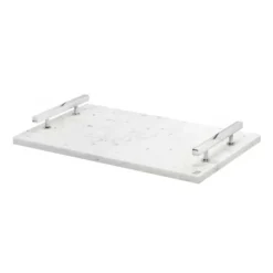 Hilke Collection bricka 40,5x25,5 cm, Vit marmor-förnicklad mässing