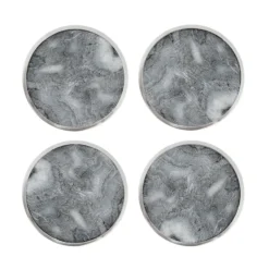 Hilke Collection glasunderlägg Ø10 cm 4-pack, Marmor-grå-nickel
