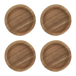 Hollow glasunderlägg Ø9 cm 4-pack, Akacia