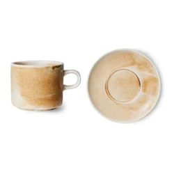 Home Chef kopp med fat 22 cl, Rustic cream-brown