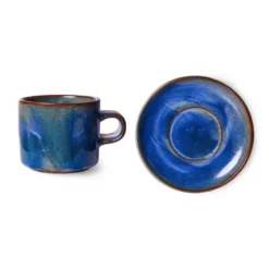 Home Chef kopp med fat 22 cl, Rustic blue
