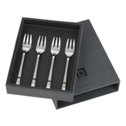 Hune tårtgaffel 4-pack, Brushed satin