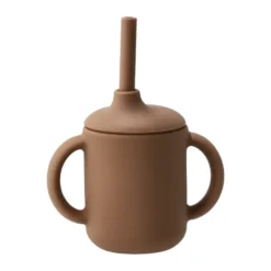 Idun mugg med sugrör silikon 120 ml, Hazel