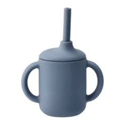 Idun mugg med sugrör silikon 120 ml, Blue