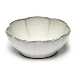 Inku räfflad skål L Ø13 cm, White
