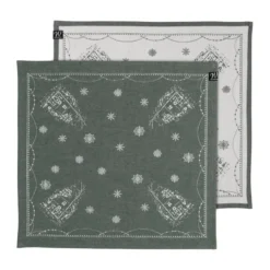 Julemorgen tygservett 45x45 cm 2-pack, Vit-grön