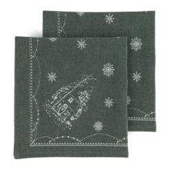 Julemorgen tygservett 45x45 cm 2-pack, Vit-grön