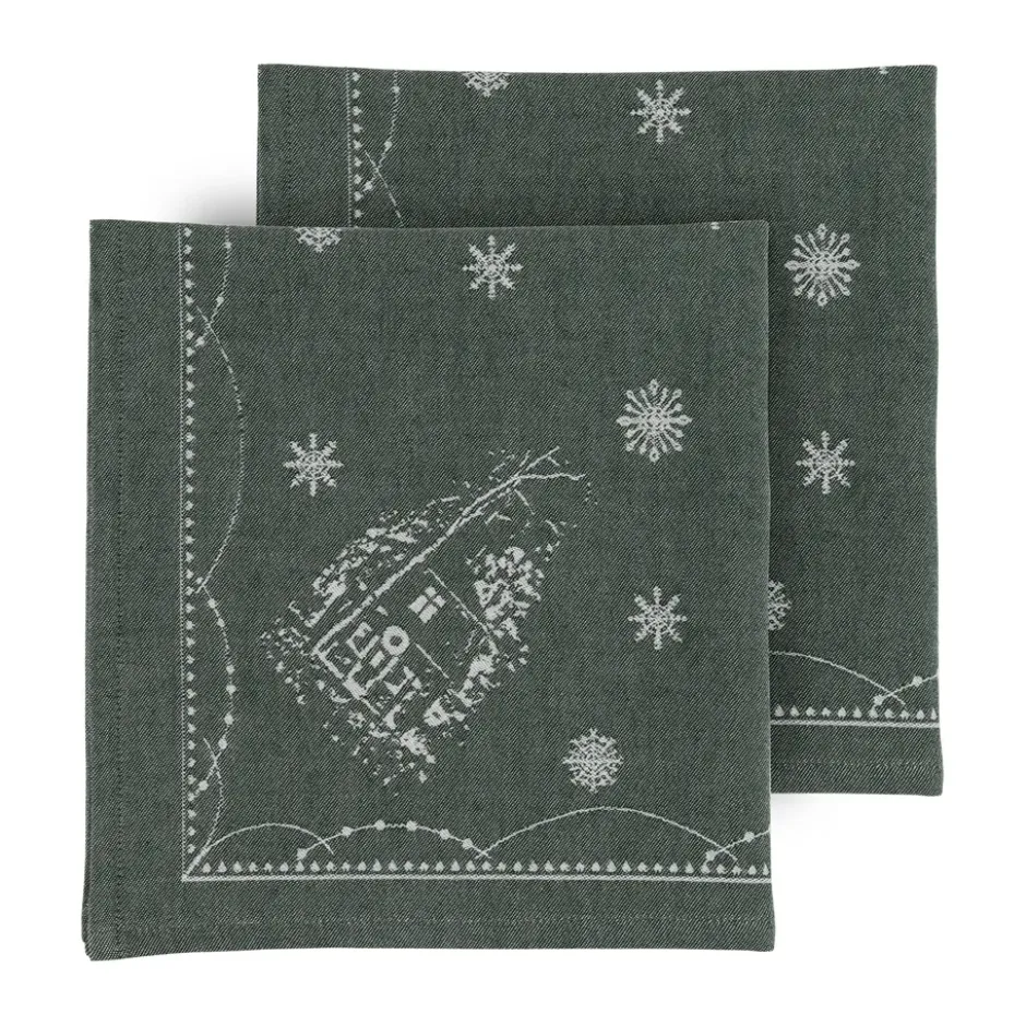 Julemorgen tygservett 45x45 cm 2-pack, Vit-grön