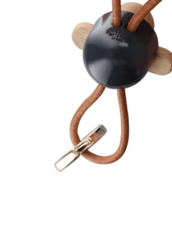 Kaj Bojesen apa nyckelring, Mörk grå, naturläder