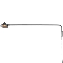Kelly vägglampa lång arm, Svart-guld