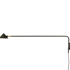 Kelly vägglampa lång arm, Svart-guld