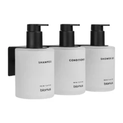 Kirei glasflaskor inkl vägghållare 3-pack, Vit, limmonterad