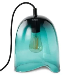 Klem glas lampa medium 28x20 cm, Turkos