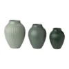Knabstrup mini vas ripple mat 3-delar, Misty green-celadon green-dark green