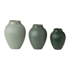 Knabstrup mini vas ripple mat 3-delar, Misty green-celadon green-dark green