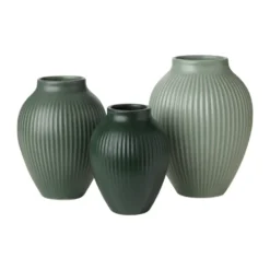 Knabstrup mini vas ripple mat 3-delar, Misty green-celadon green-dark green