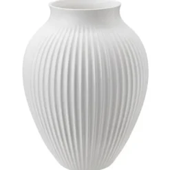 Knabstrup vas räfflad 27 cm, Vit