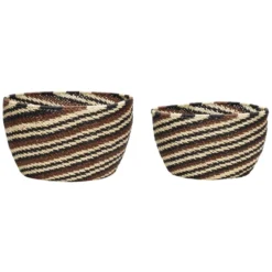 Korg rund 2-pack, Svart-brun-natur