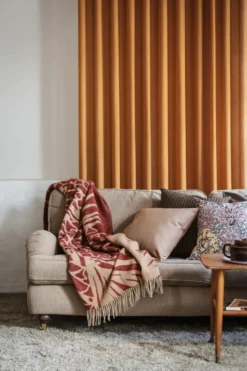 Kotteri pläd 130x170 cm, Vinröd-beige