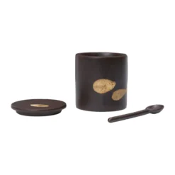 Koyo burk med sked, Dark brown-buff