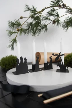 Krubba adventsljusstake metall, Liten