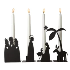 Krubba adventsljusstake metall, Stor