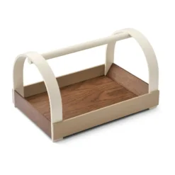 Kydo bricka med handtag 40,5x27x23,5 cm, Mörk ek-beige white