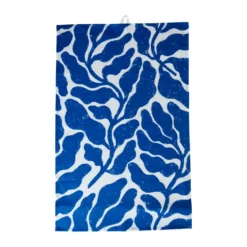 Leaves kökshandduk, Vit-blå, 47x70 cm