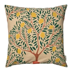 Lemon garden kuddfodral 50x50 cm, Mörkgrön