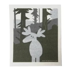 Älg disktrasa 17.2x20 cm, Grön-silver-vit