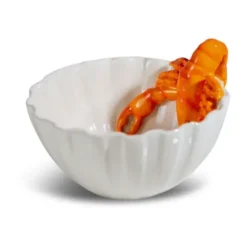 Lobsti skål Ø14 cm, Vit-orange