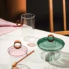 Loop sockerskål inkl sked Ø14 cm, Klar-pink-amber