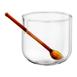 Loop sockerskål inkl sked Ø14 cm, Klar-pink-amber