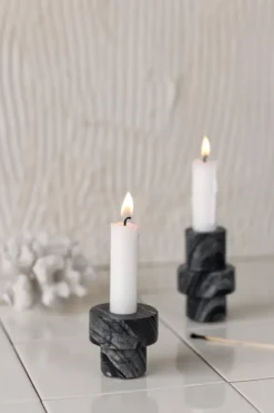 Marble ljusstake 5 cm, Grå