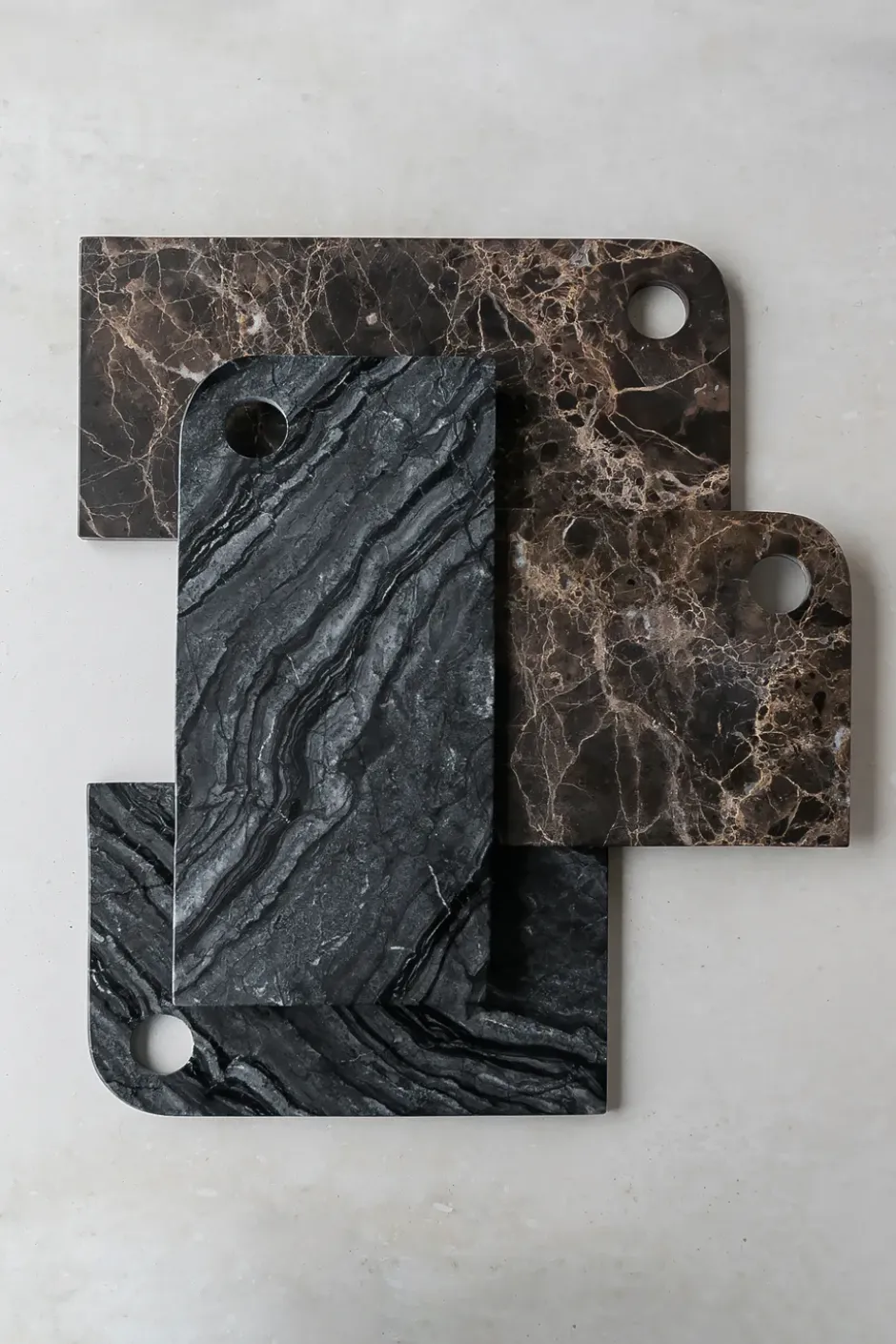 Marble serveringsbricka large 18x38 cm, Black-grey